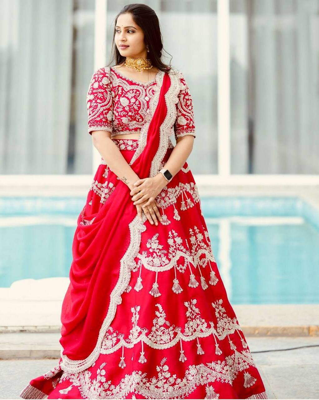 Scarlet Embellished Lehenga Choli